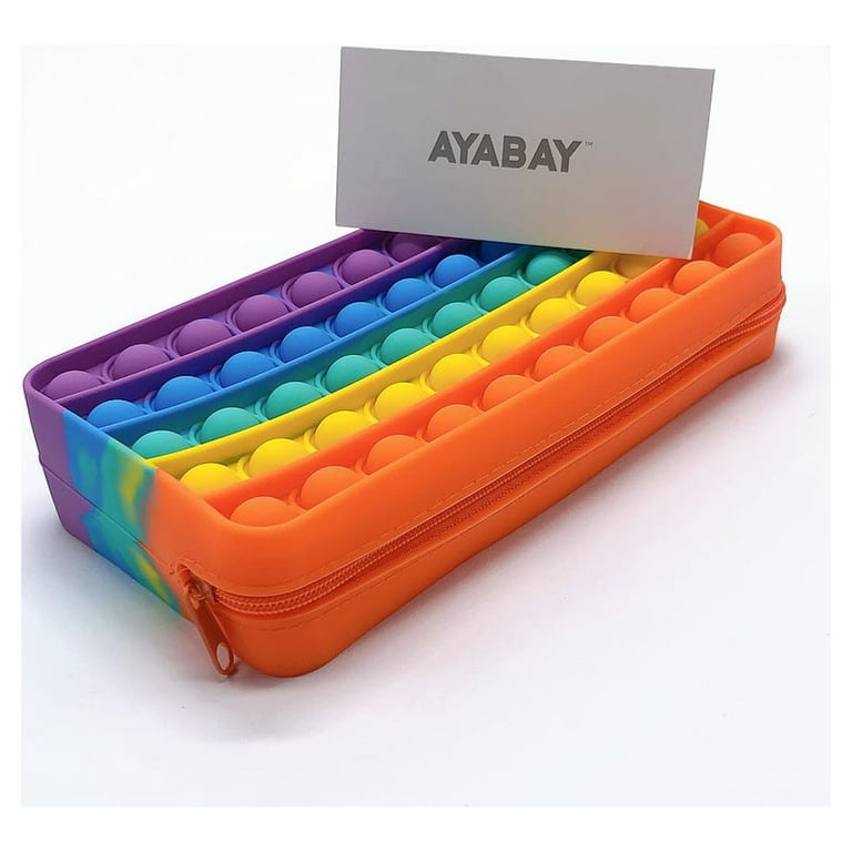 Colorful stress relief push pop bubble silicone pencil case new