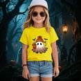 thumbnail image 2 of CAUYDY Toddler Baby Girl Halloween Shirt Cute Ghost Pumpki T-Shirt Kids Spooky Season Short Sleeve Tee Fall Tops(Yellow,5-6 Y), 2 of 5