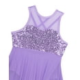 thumbnail image 6 of vastwit Kids Girls Sequins Sleeveless Ballet Leotard Dress Criss-Cross Back Irregular Tulle Dresses Lyrical Dance Costume Lavender 12, 6 of 7