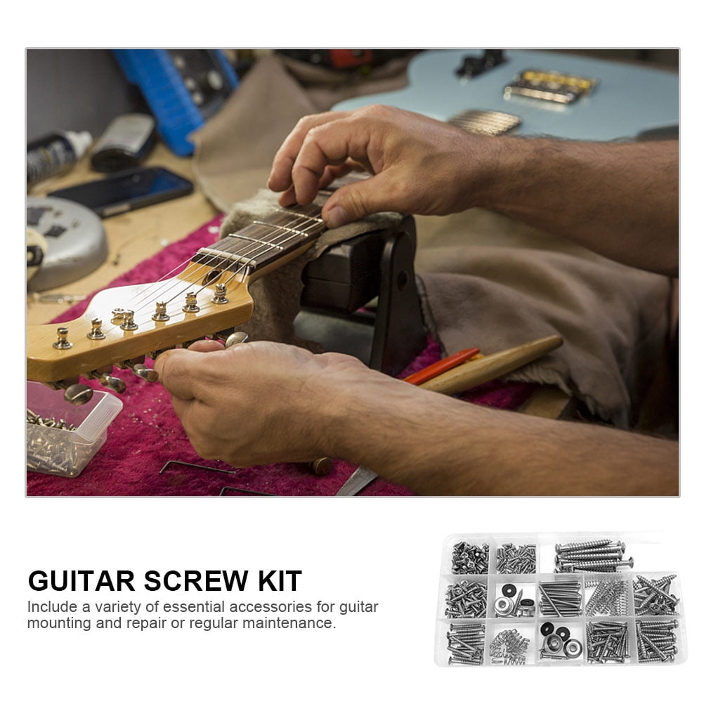 ELAYARD Stainless Steel Guitar Repair Screws Kit - Complete Set of Guitar Parts and Luthier Tools for String Instrument Maintenance