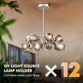 thumbnail image 5 of More Change 24" Crystal Sputnik Chandelier 12-Lights, Chrome Brushed Body, Smoke Gray Crystal Shape Modern Chandelier Ceiling Pendant Lighting Fixture for Dining Room Living Room Foyer, 5 of 6