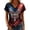 Red, variant on MEICHEN Women's V Neck Butterfly & Rose Print T Shirt Patriotic Glitter Graphic Casual Top