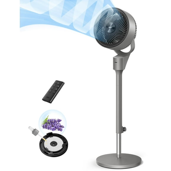 Dreo Fan for Bedroom, 80° Oscillating Standing Fan, 25dB Quiet, 80ft Pedestal Fans for Home Office, 90° Manual Vertical, 3 Speeds, Remote, 34-41" Adjustable Height, Air Circulat