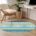 thumbnail image 4 of Round Rugs 3.3 Ft, Blue Green Geometric Non Slip Area Rugs for Kitchen Bedroom Entryway, Boho Vintage Country Flowers Leaves Washable Carpet Runner Rug Floor Mats for Bedroom Home Decor, 4 of 8