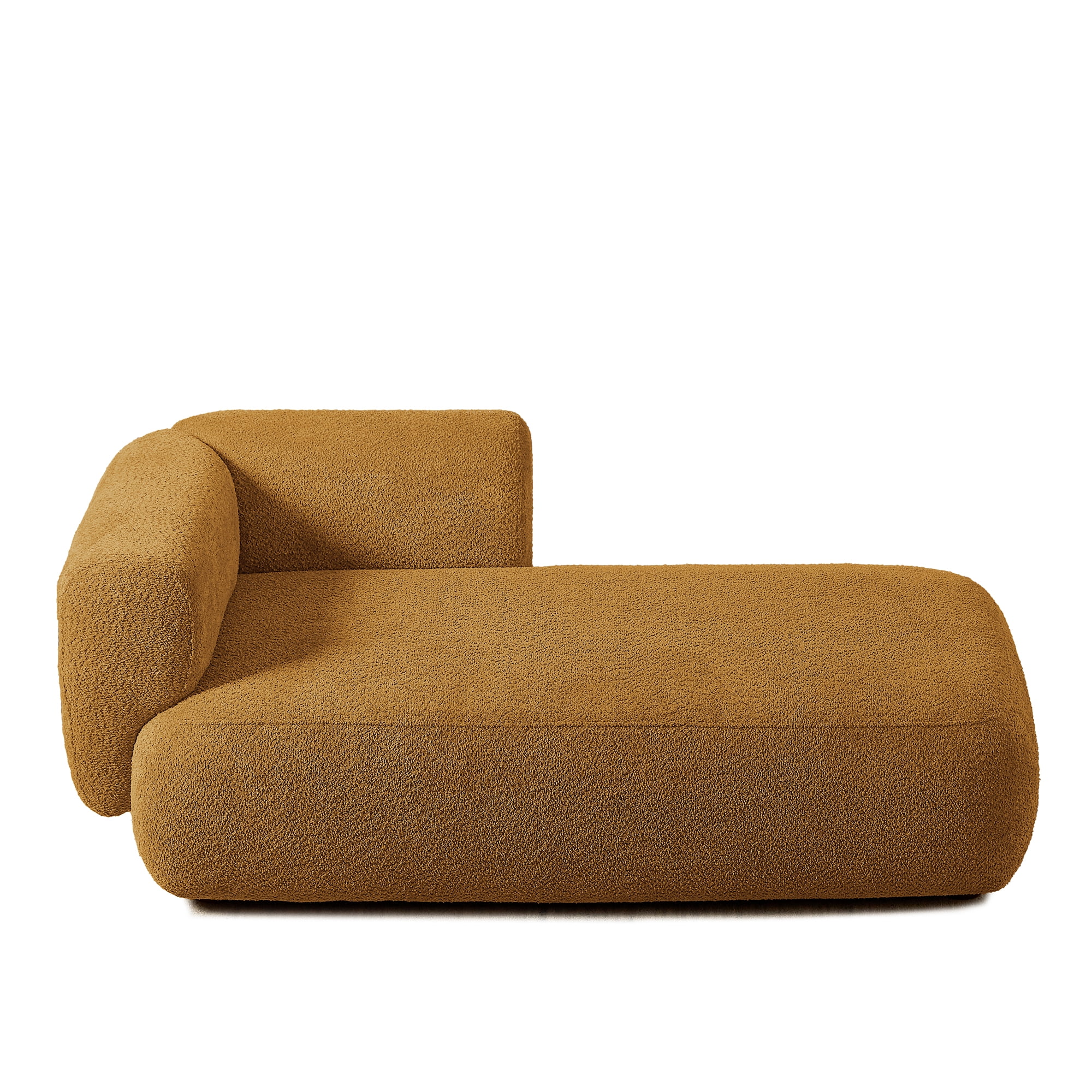 Miniyam Boucle Chaise Lounge Chair, One Arm Upholstered Chaise Sofa with Single-Sided Back and Legs for Living Room, Orange