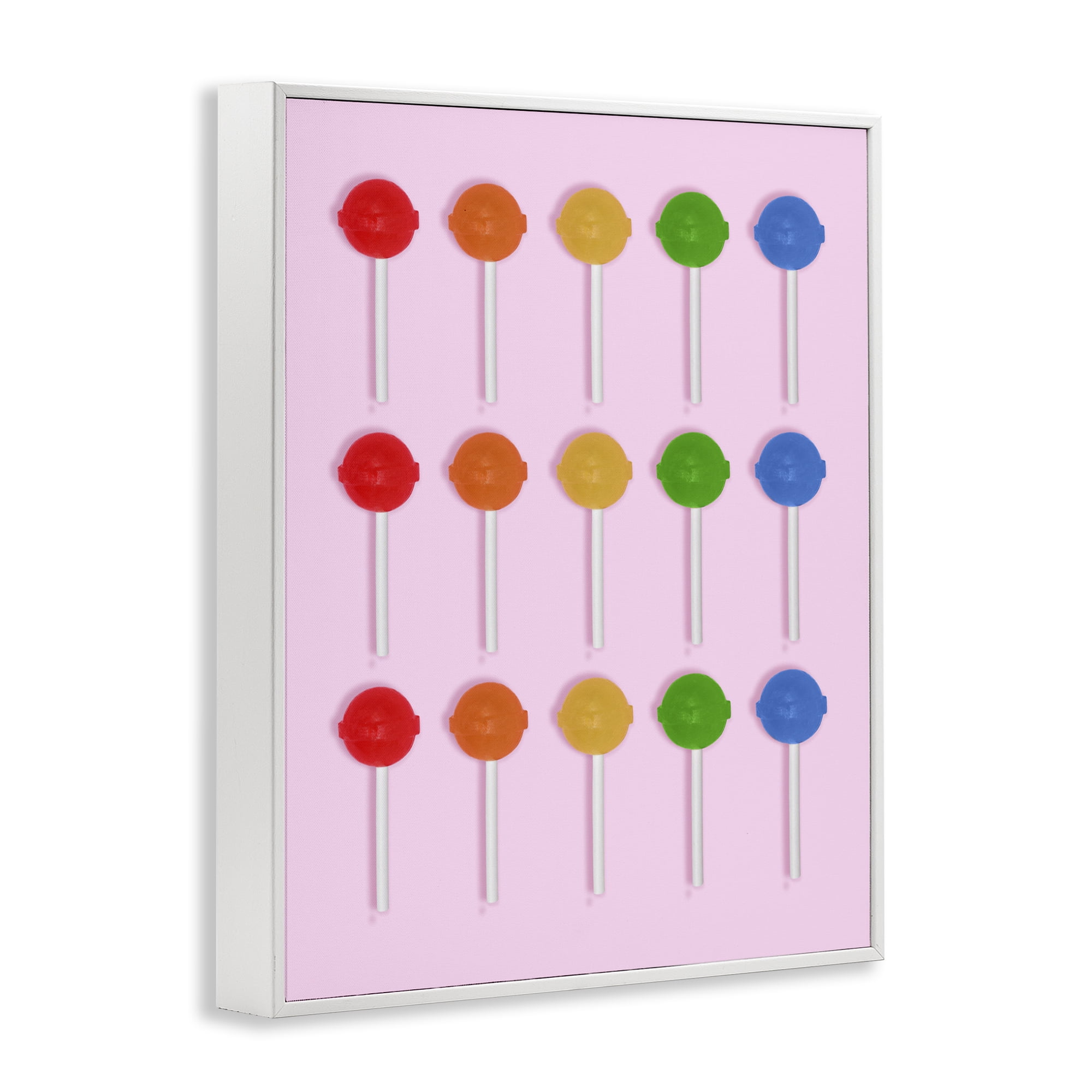 Stupell Industries Candy Pops on Light Pink White Framed Giclee Art, design by LISH Creative