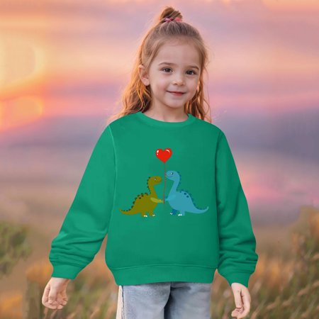 

Dihao All Hallows Day Toddler Kids Sweatshirts Cotton Fall Winter Cartoon Printed Causal Pullover Blouse Middle Big Girls Boys Heart Print Long Sleeve Top Sweater