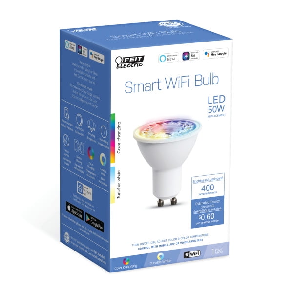 Feit Electric Smart LED 5 Watts (50 Watt Eq.) Tunable White Light Bulb, MR16, GU10 Base, Dimmable