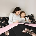 thumbnail image 5 of Feelyou Ballet Shoes Girls Queen Comforter Set, Black Pink Bowknot Bedding Sets, Kawaii Princess STyle Reversible Bedding Comforter Set, Breathable Home Decor, 3pcs, 5 of 8