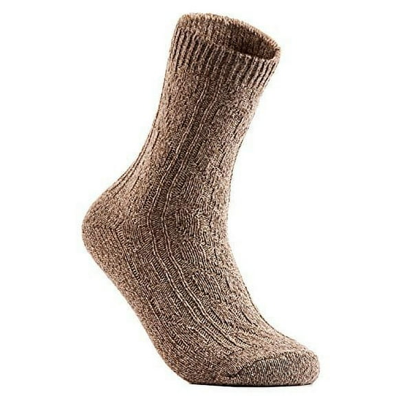 Big Girl's Women's 6 Pairs Pack Fashion Soft Wool Crew Socks One Size AHR1613Tan