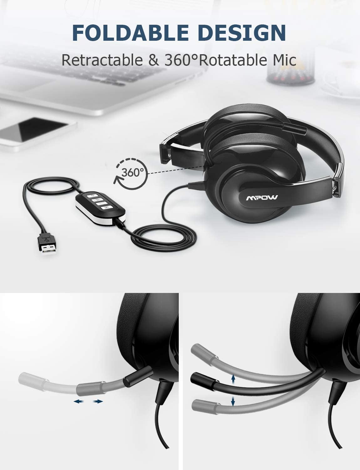 retractable microphone headset