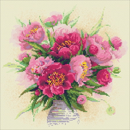 UPC: 4779046180132 | RIOLIS Diamond Mosaic Embroidery Kit 15 X15 -Peonies In A Vase