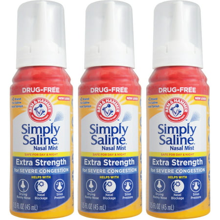 3 Pk Simply Saline Nasal Mist Extra Strength for Severe Congestion 1.5 Ounces