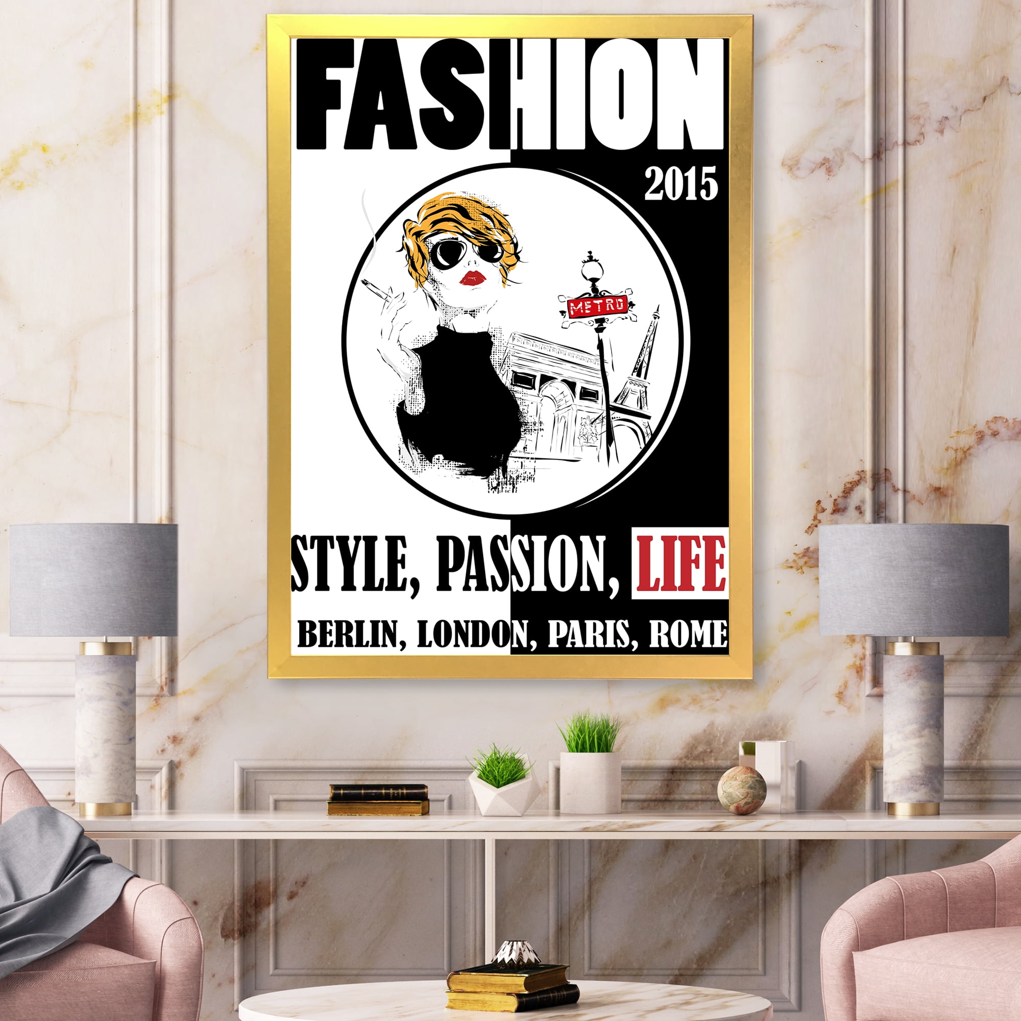 Designart 'Style Passion Life Fashion Woman I' Vintage Framed Art Print