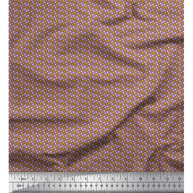 Soimoi Poly Georgette Fabric Diamond & Cross Sign Shirting Print Fabric by Yard 42 Inch Wide