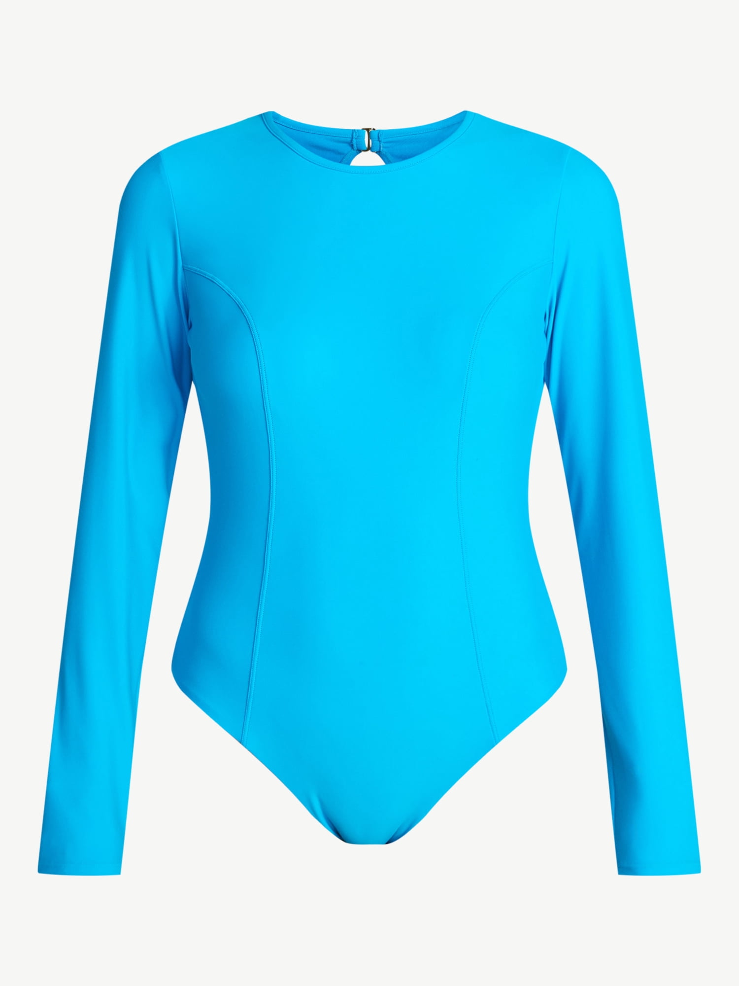 Time and Tru Women's and Women's Plus Size One Piece Rash Guard Swimsuit with Long Sleeves, Sizes XS-3X