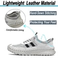 thumbnail image 2 of Men's Casual Sneakers Breathable Mesh Lightweight Comfort Non-Slip Leather Loafers Hollow Outdoor Handmade Shoes Gray 7 US, 2 of 7