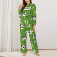 thumbnail image 3 of Junzan Cows With Calfs Green Print Womens Pajama Sets,Long Sleeve Button Down For Women Pjs 2 Piece, 3 of 9