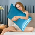 thumbnail image 4 of Oliegs Heated Blanket Solid Color Faux Silk Pillowcase Silk No Zipper Envelope Pillow Pillow Cover Chocolate, 4 of 5