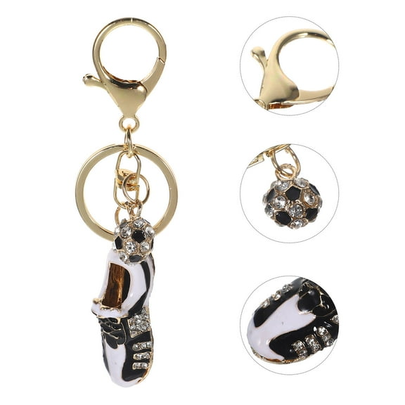 VERDANVERSE Sports Style Alloy Keychain Rhinestone Football Shoe Boot Key Chain Golden 1Set