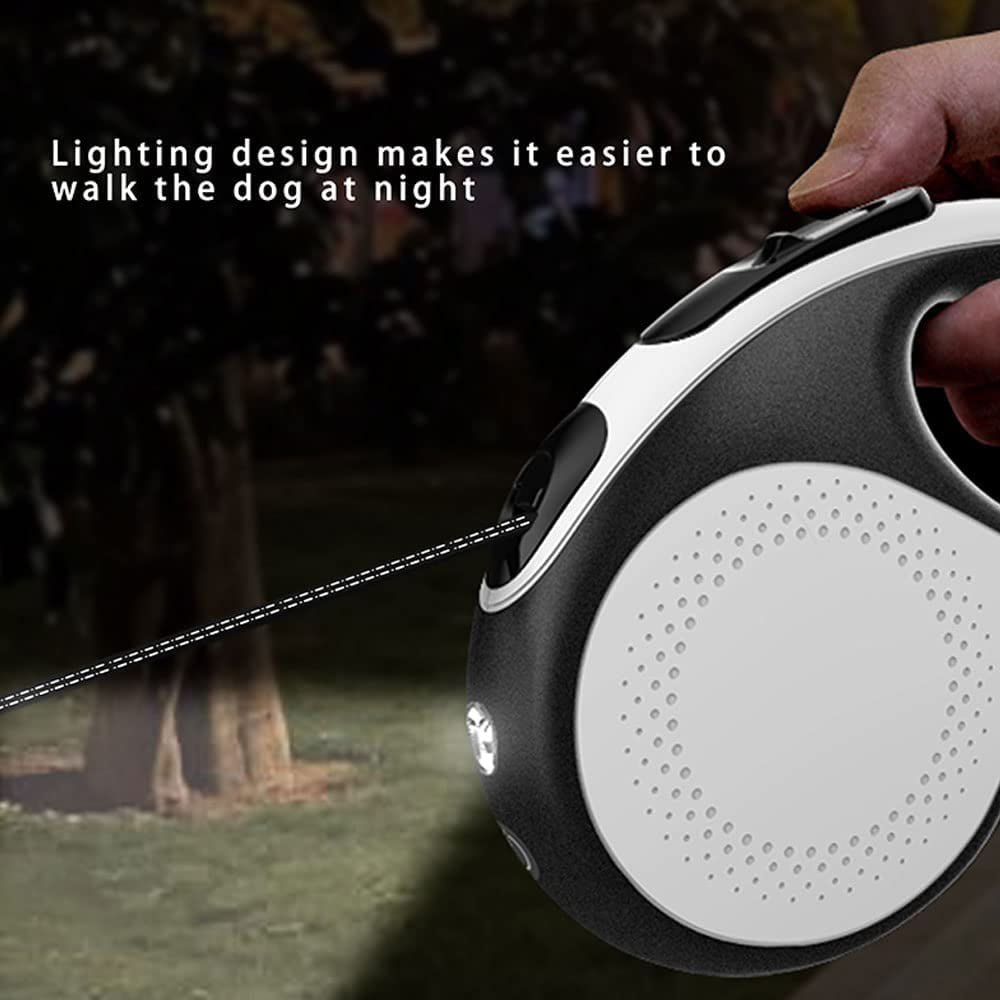 Retractable Dog Leash with Lighted Anti-Slip Handle 16.4ft Durable Strong Nylon Tape 360° Tangle-Free One-Hand Lock and Release Pet Dog Walking Leash for Small to Medium Dogs