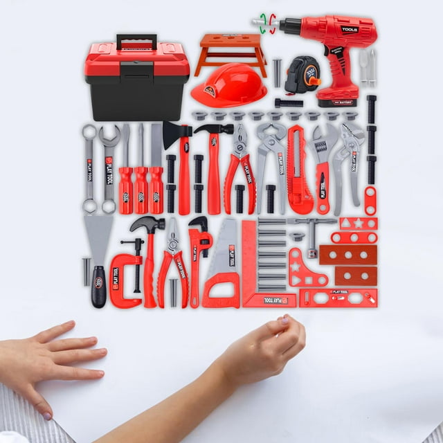 BELOVING Kids Tool Set Educational Toy with Toy Tools Box for Kids Ages 3-5 Years Old 68 piece set