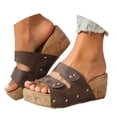 thumbnail image 1 of IUJSOY Womens Summer Two Strap Platform Wedge Slide Sandals Beach Arch Support Footbed Sandals, 1 of 9