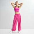 thumbnail image 4 of Women's adidas Essentials 3-Stripes Woven Parachute Sportswear Pants Color: Semi Lucid Fuchsia Size: X LARGE, 4 of 4