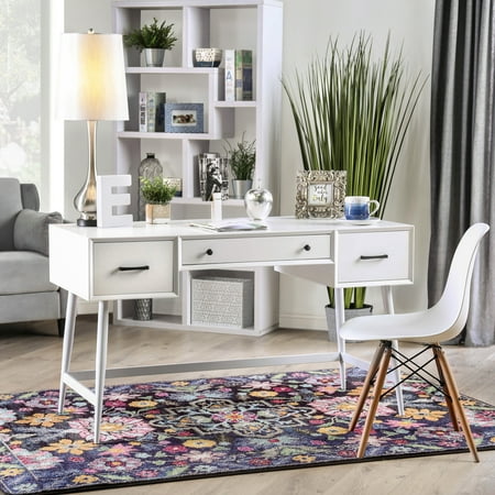 Furniture Of America Tyd Mid Century White 52 Inch Writing Desk