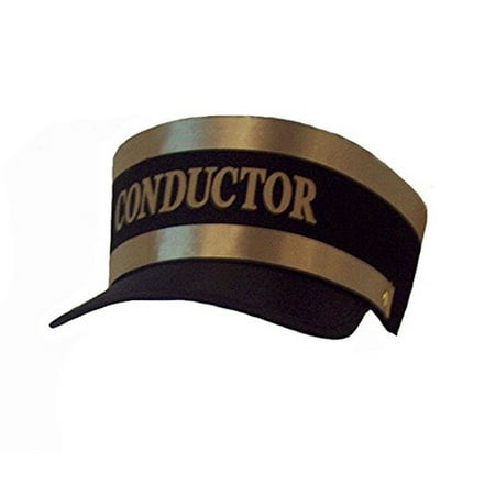- New Black Engineer Train Conductor Hat Cap Gold Trim Railroad Adult