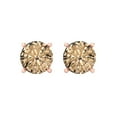 thumbnail image 3 of 14K Solid Gold Screw Back Stud Earrings for Women | 3 cttw Round Cut Yellow Moissanite | Rose Gold, 3 of 5