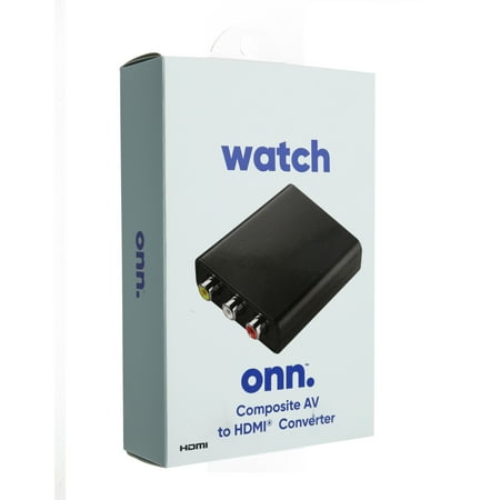 onn. Composite AV to HDMI Adapter, 1080P HD Quality, Indoor, Black, 6.5in x 1.5in, 0.3lb, None
