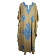 Mogul Womens EMBELLISHED MAXI CAFTAN Beautiful Floral Embroidered Indian Bohemian Fashion Designer Evening Wear Holiday House Dress Long Kaftan