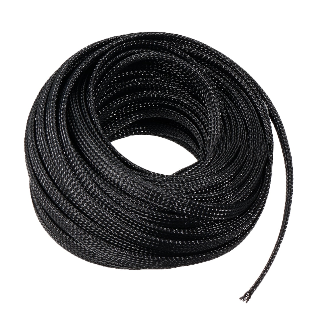 PET Cable Wire Wrap 6mm Expandable Braided Sleeving Black 15M Length
