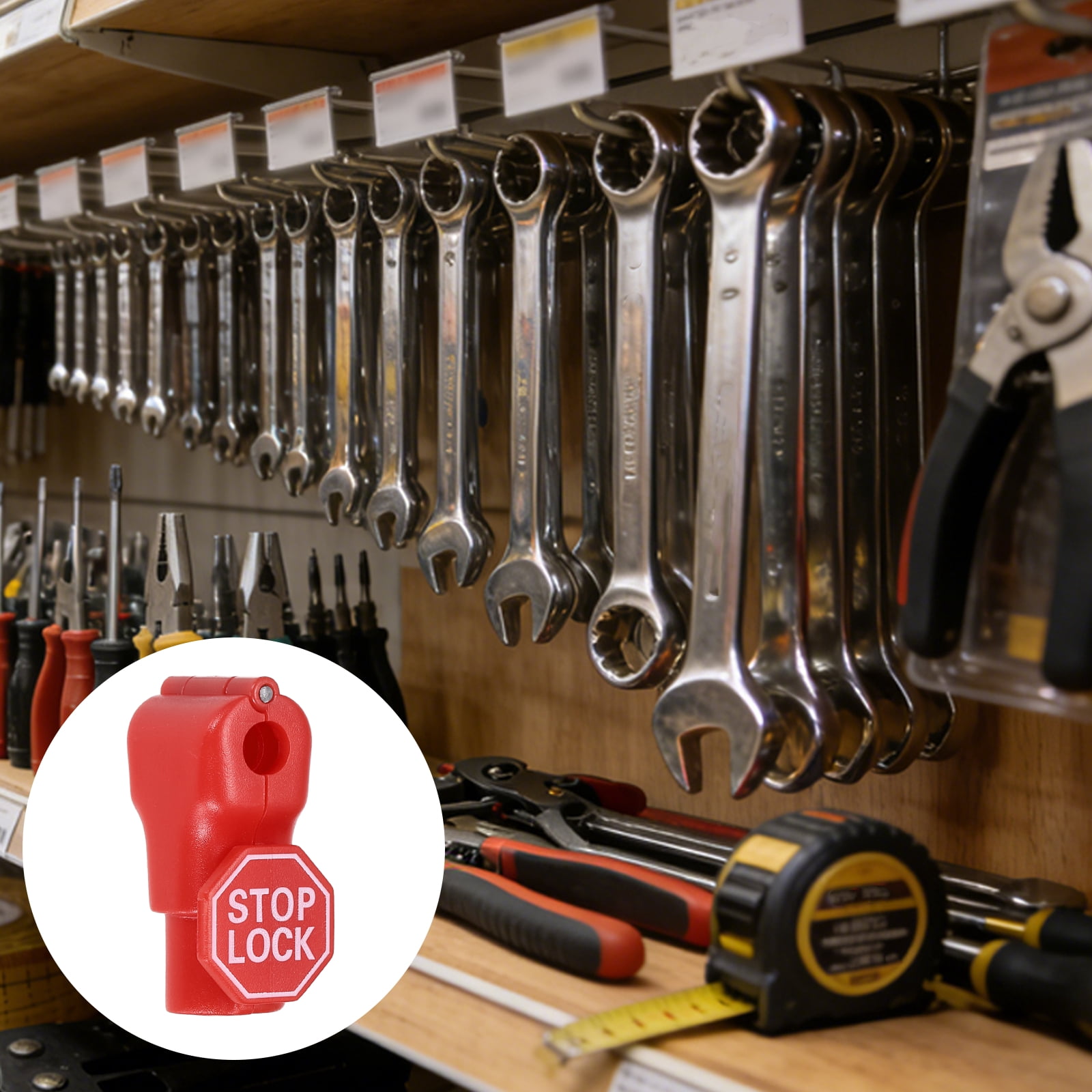 Uxcell 50Pcs Peg Hook Locks (6mm) PC Magnet Anti-Theft Pegboard Display Hook Locks Security Red Stop Tools, Fits Retail Shop/Shopping Center/Garage Tools, Red