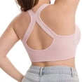 thumbnail image 4 of WAGUTH Plus Size Front Zip Sports Bra for Women Racerback Medium Support Seamless Workout Yoga Bralette,Pink,3XL, 4 of 5