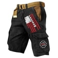 thumbnail image 3 of Men's Vintage Washed Cargo Shorts with America 250 Years Graphic and Utility Pockets Featuring Loose Fit Design for Summer Fishing Black M, 3 of 5