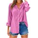 thumbnail image 5 of Talla grande Tops de tallas grandes,Blusa tipo túnica de lino con cuello en V para mujer, manga larga, corte holgado y bolsillo, top informal de verano, sopatenor, 5 of 9