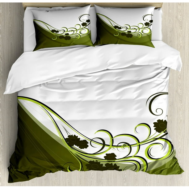 Olive Green Duvet Cover Set Wedding Inspired Floral Arrangement