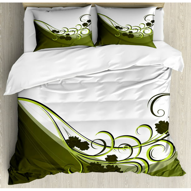 Olive Green Duvet Cover Set Queen Size, Light Olive Green Bed Sheets