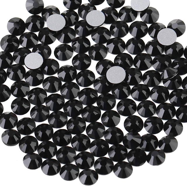 Beadsland 1440 piezas de diamantes de imitación de cristal con parte trasera plana, gemas redondas, 1,3 mm-6,5 mm, negro (SS16 (3,8-4,0 mm))