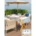 thumbnail image 4 of Easter Outdoor Tablecloth - 60x84 Inch Rectangle Dining Table Cover, Spring Watercolor Bunny Eggs Wood Grain Teal Blue Waterproof Outdoor Table Cloth with Umbrella Hole & Zipper for Picnic/Patio, 4 of 7