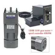 110V 120W AC Gear Motor Electric Engine Variable Speed Controller 1:30 30K 0-45RPM Single Phase 20nm
