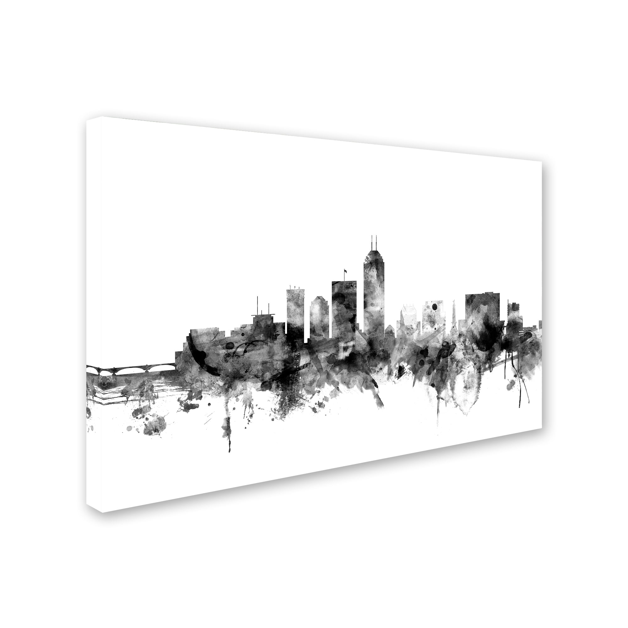 "Indianapolis IN Skyline B&W" Canvas Art by Michael Tompsett