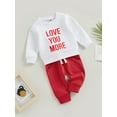 thumbnail image 3 of Bagilaanoe 2Pcs Toddler Baby Girl Boy Long Pants Set Letters Print Long Sleeve Sweatshirt Pullover Tops + Sweatpants 6M 12M 18M 24M 3T 4T Kids Casual Sweatsuits, 3 of 9