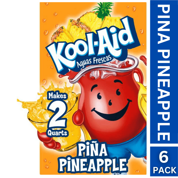 6 Pack Delicious Pina Pineapple Kool-Aid Unsweetened Artificially Flavored FREE BONUS SAMPLER INCLUDED WITH THIS OFFER