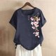 thumbnail image 2 of Camisas de Manga Corta para las Mujeres Blusas de Impresión Casual Botón Cuello Redondo, Top de Verano Ligero para el Día Y el Trabajo, 2 of 6