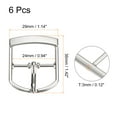 thumbnail image 2 of Uxcell 6Pack 0.94" Single Prong Belt Buckle Oval Center Bar Buckles for Leather Craft, Silver, 2 of 7