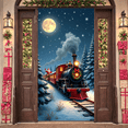 thumbnail image 4 of Festive Christmas Train Banner Holiday Decoration Snowy Scene with Santa for Winter Celebration Outdoor Decoration Holiday Party, 4 of 9