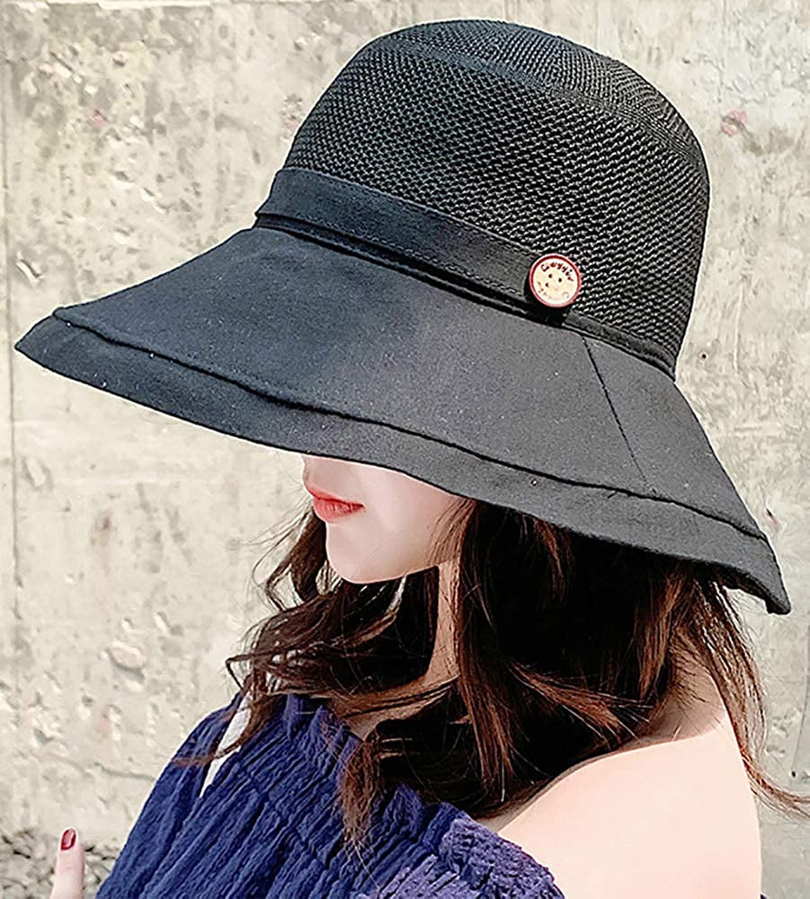 Wide Brim Bucket Hat with Chin Strap 